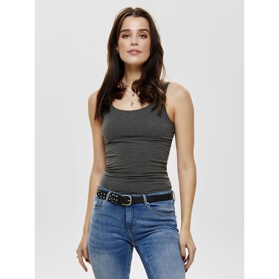 ONLY 3er Pack Damen Basic Tops Tank Top dunkel grau lang 15201465 (XL, Grau (Dark Grey Melange))