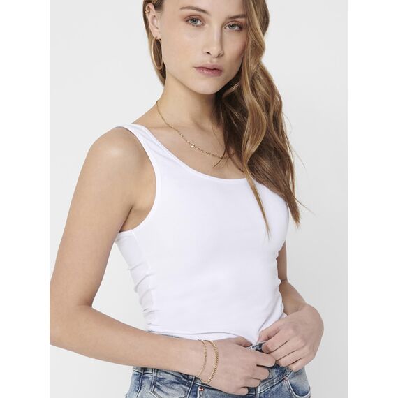 ONLY 3er Pack Damen Basic Tops Tank Top weiß lang 15201465 (XS, Weiß (White))