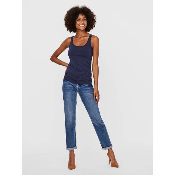 VERO MODA Damen Tank Top VMMaxi My Soft Long Basic Damentop 10185110 Black iris XS