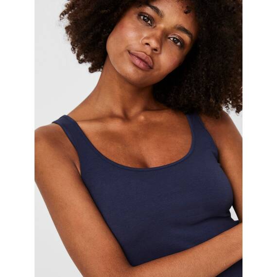 VERO MODA Damen Tank Top VMMaxi My Soft Long Basic Damentop 10185110 Black iris S