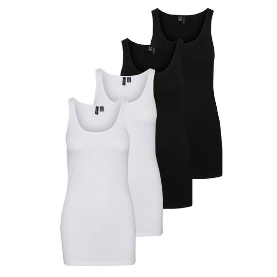 VERO MODA Damen VMMAXI My Soft Long Tank TOP GA 4er, Black/Black/Bright White/BRIGH, L