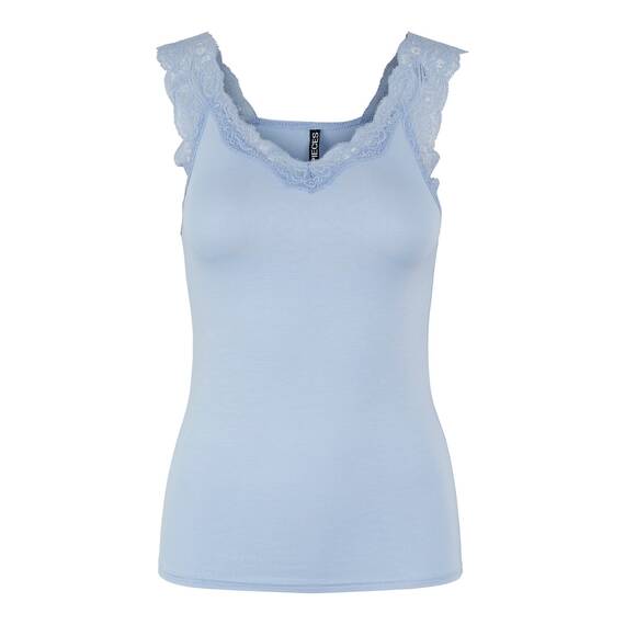 PIECES Damen Pcbarbera Lace Noos Top, Kentucky Blue, XS EU