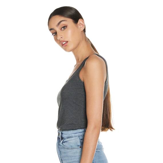 VERO MODA Damen VMMAXI My Soft Long Tank NOOS Top, Grau (Dark Grey Melange), 42 (Herstellergröße: XL)