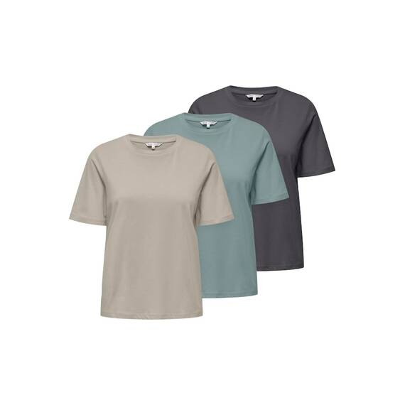 ONLY Damen ONLONLY S/S Tee CS, Silver Lining/Abyss + Blackend, M
