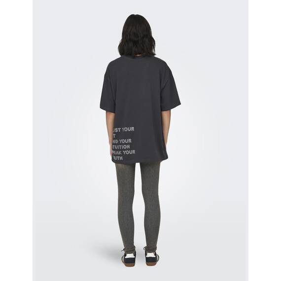 ONLY Damen Onlriri S/S Stones Top Box JRS T-Shirt, Phantom/Print:Trust, Small