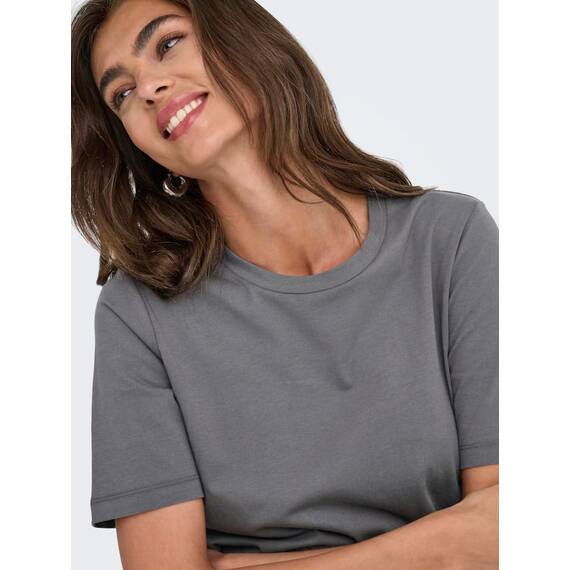 ONLY Damen ONLONLY S/S Tee CS, Silver Lining/Abyss + Blackend, S