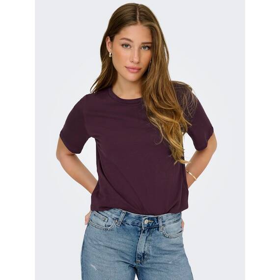 ONLY Damen ONLONLY S/S Tee CS, Fallen Rock/Plum Kitten + Wine, XXL