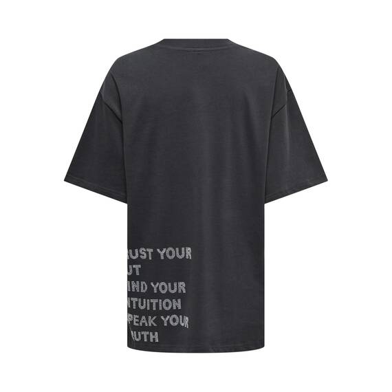 ONLY Damen ONLRIRI S/S Stones TOP Box JRS T-Shirt, Phantom/Print:Trust, X-Large