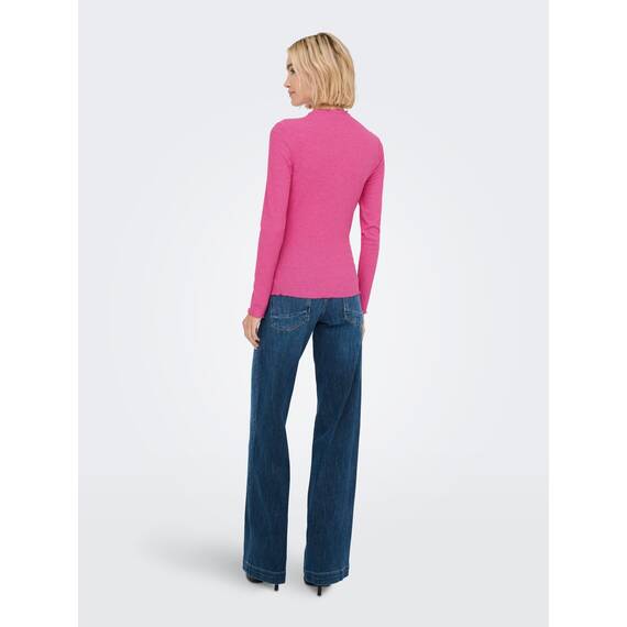 ONLY Damen Onlemma L/S Noos JRS Comfort Fit High Neck Top Mit Femininen Rüschen, Pink Yarrow, S