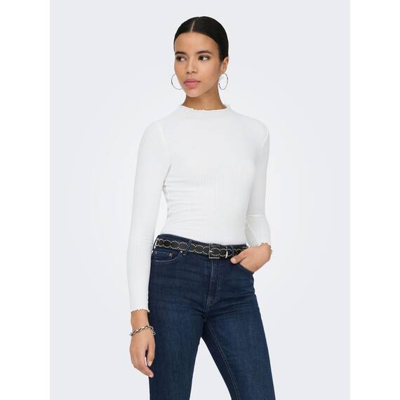 ONLY Damen Onlemma L/S High Neck Noos JRS Top, Egret, L EU