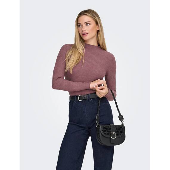 ONLY Onlemma L/S High Neck Top Noos JRS T-Shirt, Rose Brown/Details: Melange, S Donna