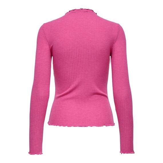 ONLY Damen Onlemma L/S Noos JRS Comfort Fit High Neck Top Mit Femininen Rüschen, Pink Yarrow, S