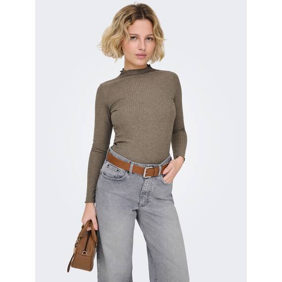 ONLY Damen Onlemma L/S High Neck Top Noos JRS Langarmshirt, Caribou, XS EU