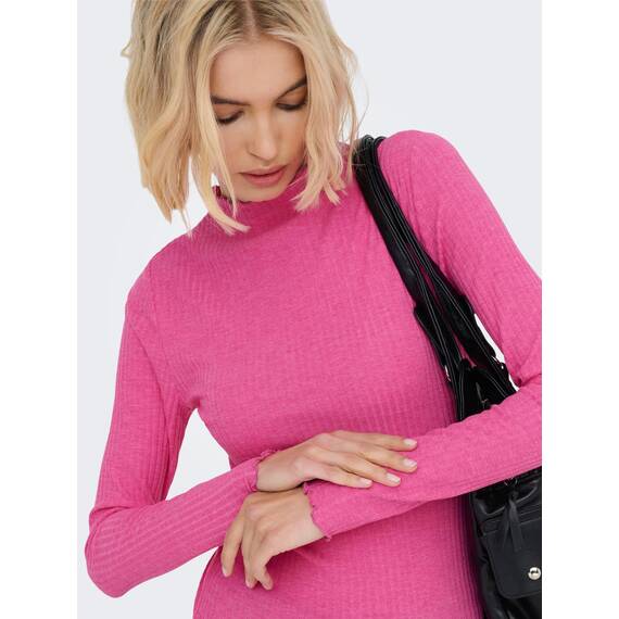 ONLY Damen Onlemma L/S Noos JRS Comfort Fit High Neck Top Mit Femininen Rüschen, Pink Yarrow, S
