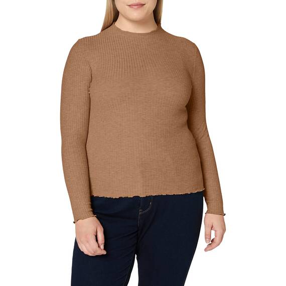 ONLY Damen Onlemma L/S High Neck Top Noos JRS Langarmshirt, Toasted Coconut/Detail:Melange,XXL