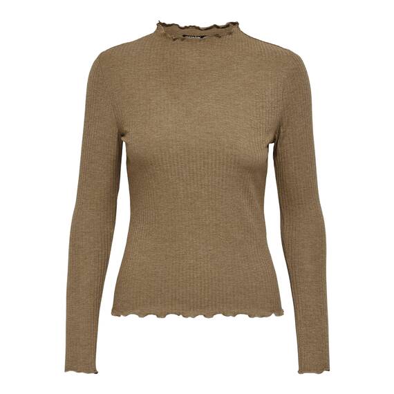 ONLY Damen Onlemma L/S High Neck Top Noos JRS Langarmshirt, Toasted Coconut/Detail:Melange,XXL