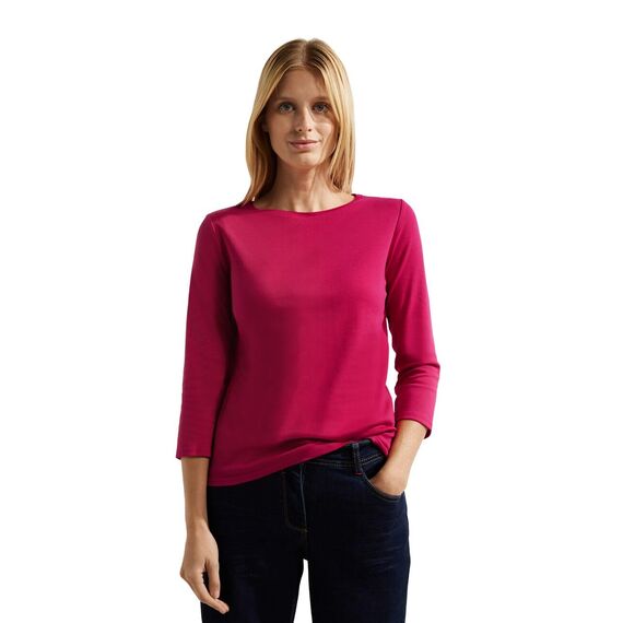 Cecil Basic Baumwollshirt U-Boot Ausschnitt