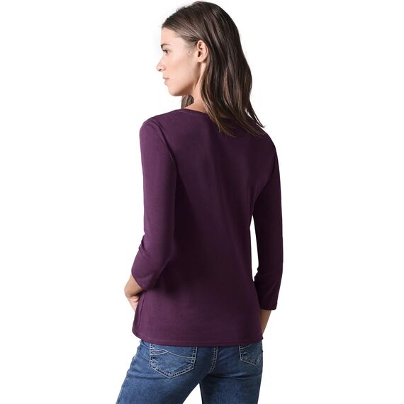 Cecil Damen B317389 Basic T-Shirt In Unifarbe, Beloved Berry,S