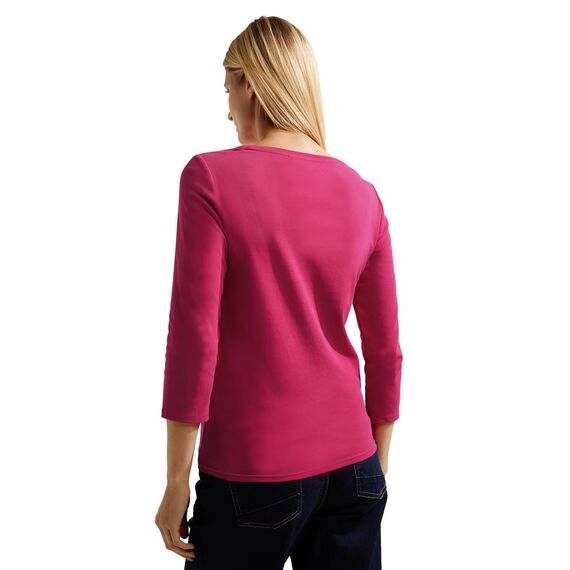 Cecil Basic Baumwollshirt U-Boot Ausschnitt