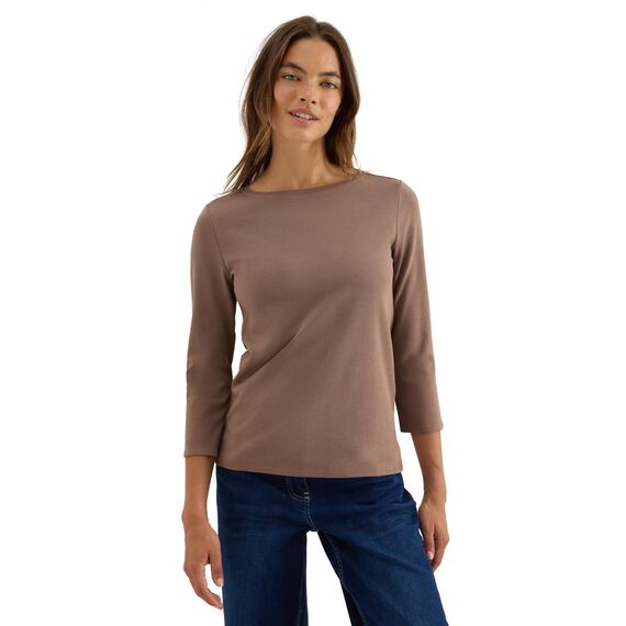 Cecil Basic Shirt in Unifarbe Cocoa Taupe XS