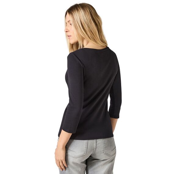 Cecil Damen B317389 Basic T-Shirt In Unifarbe, Deep Charcoal Grey,XS
