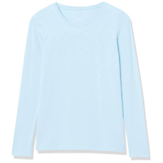 Amazon Essentials Damen Langärmeliges T-Shirt mit Rundhalsausschnitt in klassischer Passform (erhältlich in Übergröße), Himmelblau, XX-Large