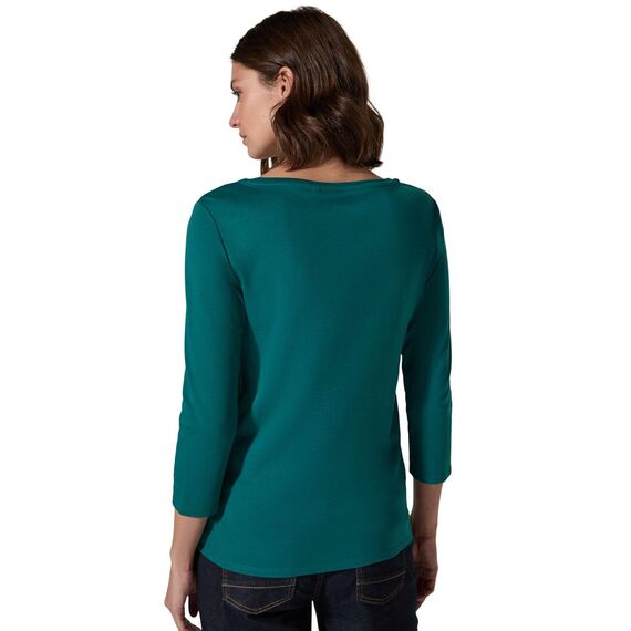 Cecil Damen B317389 Basic T-Shirt In Unifarbe, Petrol Green,XS