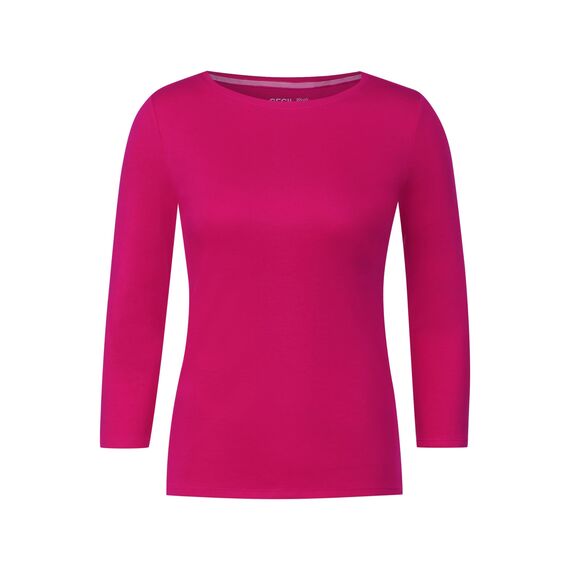Cecil Damen Basic T-Shirt in Unifarbe pink Sorbet XS