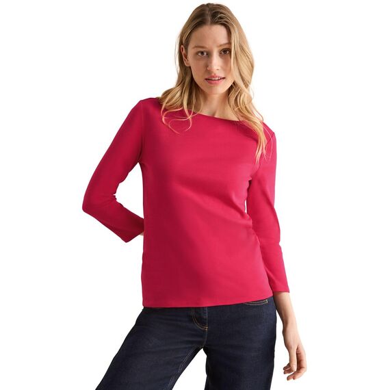 Cecil Damen B317389 Basic T-Shirt In Unifarbe, Granita Red,XS