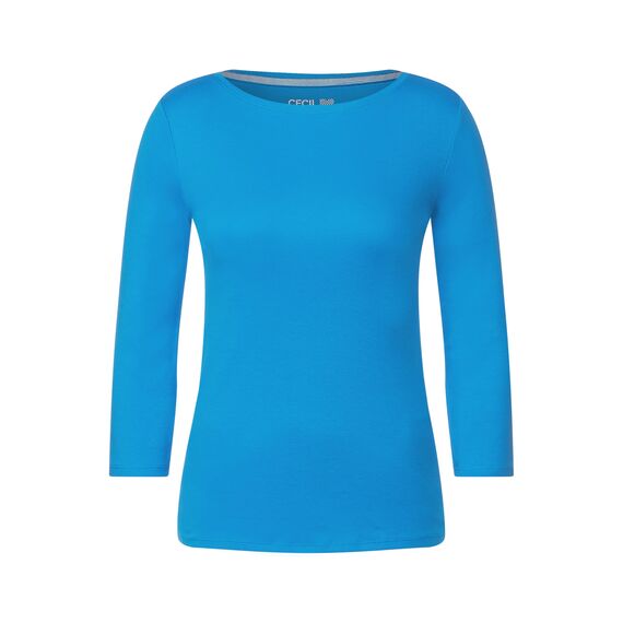 Cecil Basic Baumwollshirt U-Boot Ausschnitt