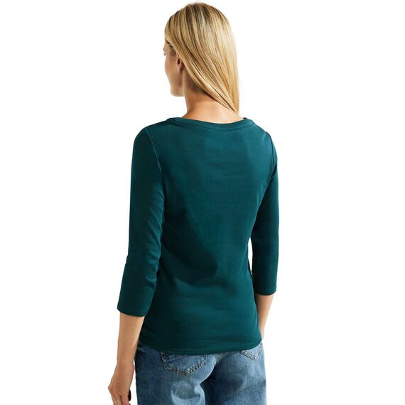 Cecil Basic Baumwollshirt U-Boot Ausschnitt