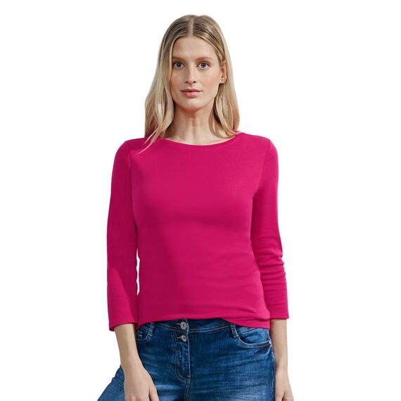 Cecil Damen Basic T-Shirt in Unifarbe pink Sorbet XS