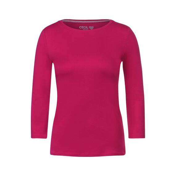 Cecil Basic Baumwollshirt U-Boot Ausschnitt