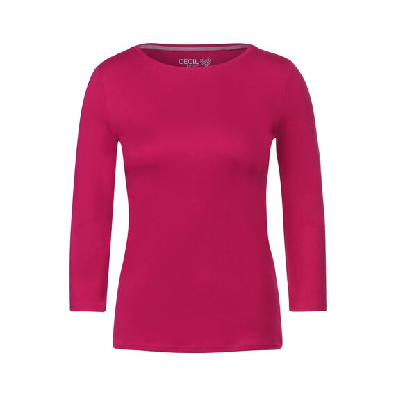 Cecil Basic Baumwollshirt U-Boot Ausschnitt