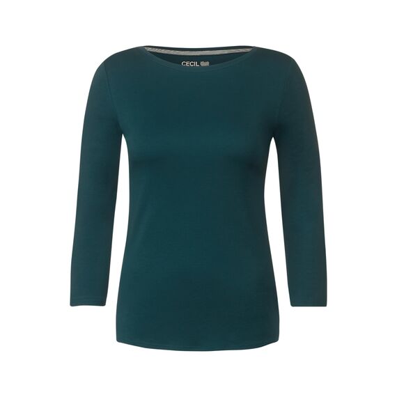 Cecil Basic Baumwollshirt U-Boot Ausschnitt