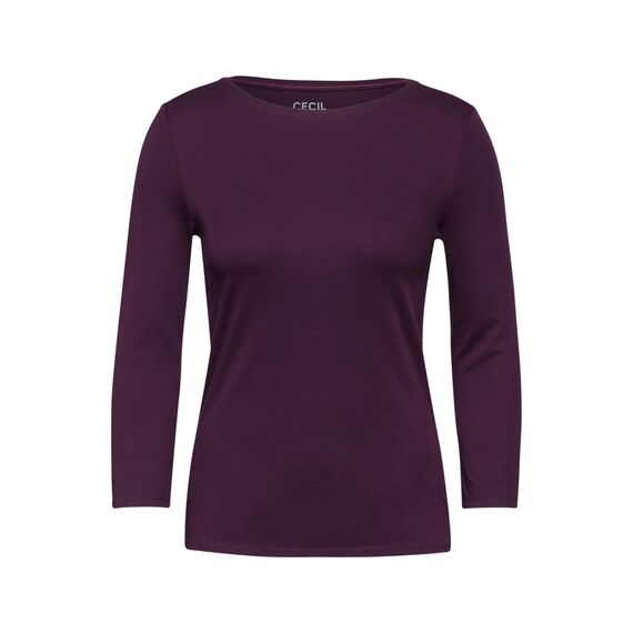 Cecil Damen B317389 Basic T-Shirt In Unifarbe, Beloved Berry,XS