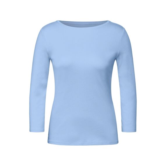 Cecil Damen B317389 Basic T-Shirt In Unifarbe, Fresh Light Blue,XS