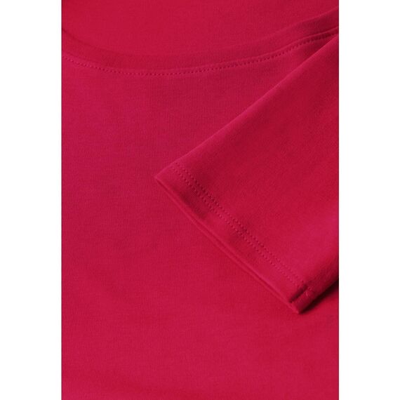Cecil Damen B317389 Basic T-Shirt In Unifarbe, Granita Red,XS
