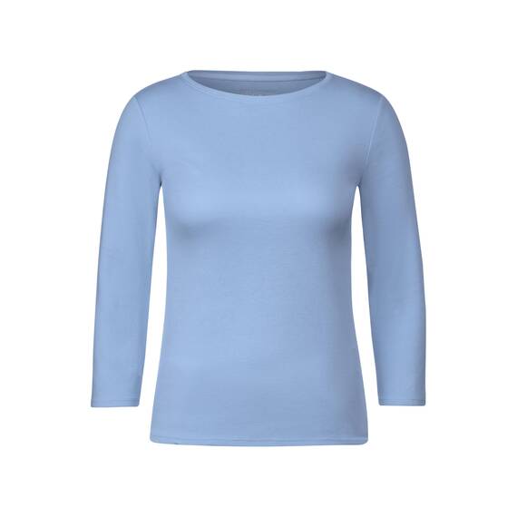 Cecil Damen B317389 Basic Baumwollshirt U-Boot Ausschnitt, soda Blue, XS