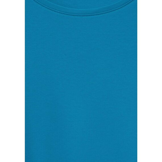 Cecil Damen B317389 Basic T-Shirt In Unifarbe, Dynamic Aqua Blue,XS