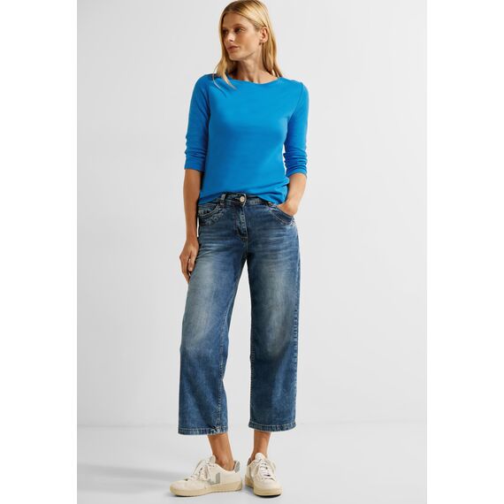 Cecil Basic Baumwollshirt U-Boot Ausschnitt