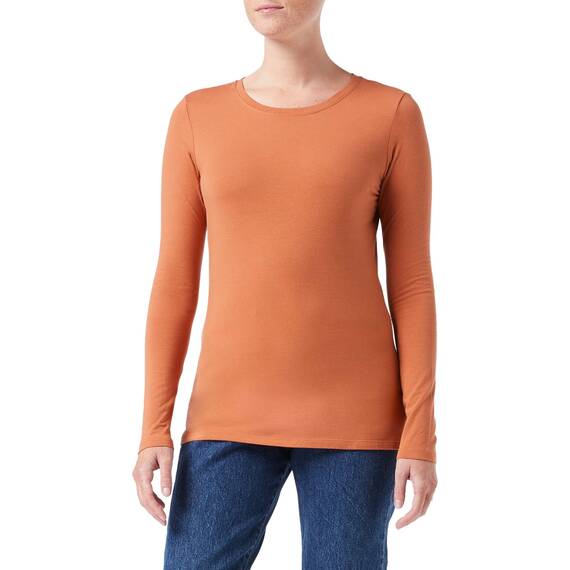 Amazon Essentials Damen Langärmeliges T-Shirt mit Rundhalsausschnitt in klassischer Passform (Erhältlich in Übergröße), Karamell, XX-Large