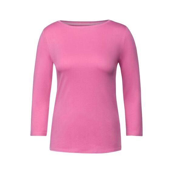 Cecil Damen B317389 Basic Baumwollshirt U-Boot Ausschnitt, Frosted Rose, XS