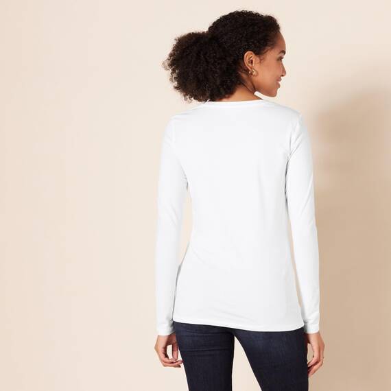 Amazon Essentials Damen Langärmeliges T-Shirt mit Rundhalsausschnitt in klassischer Passform (erhältlich in Übergröße), Weiß, XX-Large
