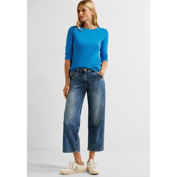 Cecil Basic Baumwollshirt U-Boot Ausschnitt