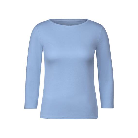Cecil Damen B317389 Basic Baumwollshirt U-Boot Ausschnitt, soda Blue, XS