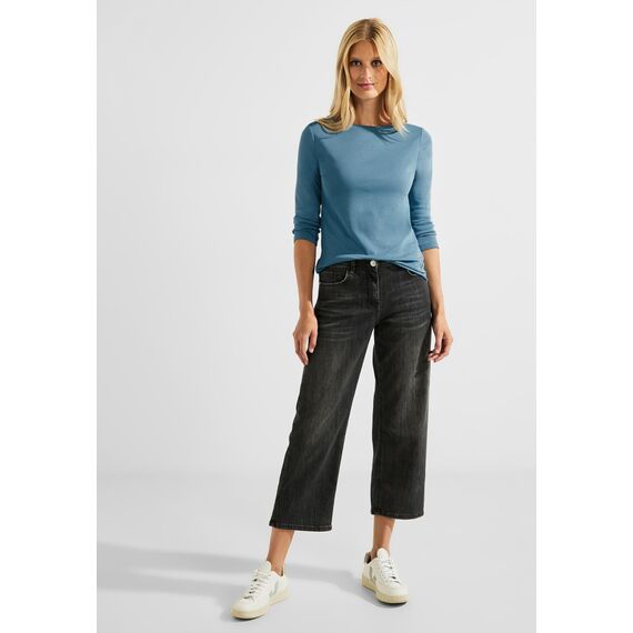Cecil Basic Baumwollshirt U-Boot Ausschnitt