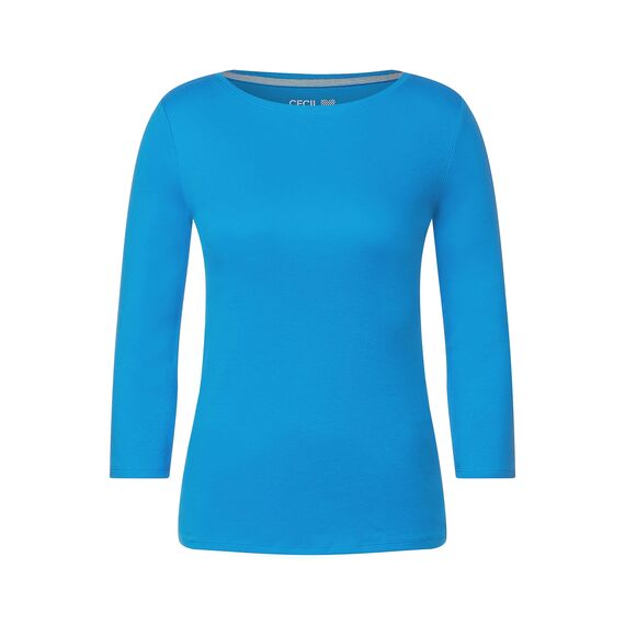 Cecil Basic Baumwollshirt U-Boot Ausschnitt