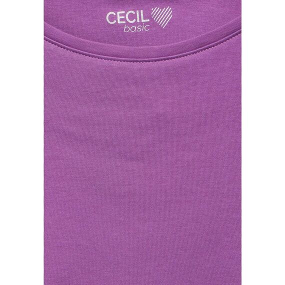 Cecil Damen B317389 Basic T-Shirt In Unifarbe, Iced Violet,XS