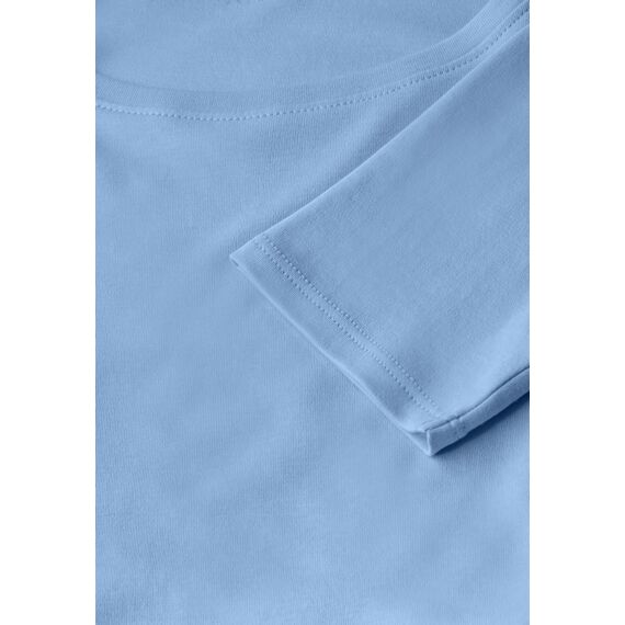 Cecil Damen B317389 Basic T-Shirt In Unifarbe, Fresh Light Blue,XS